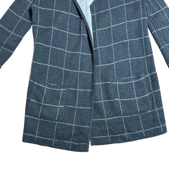 LOFT|Women’s Light Gray Windowpane Knit Open-Front Cardigan Jacket-Size XS - Picture 6 of 9